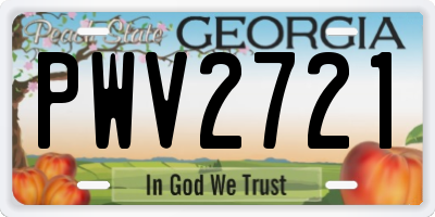GA license plate PWV2721