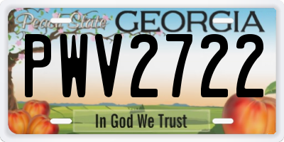 GA license plate PWV2722