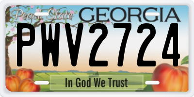 GA license plate PWV2724