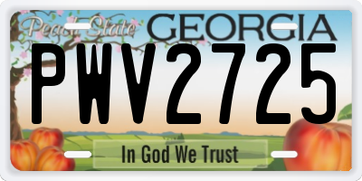 GA license plate PWV2725