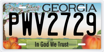 GA license plate PWV2729
