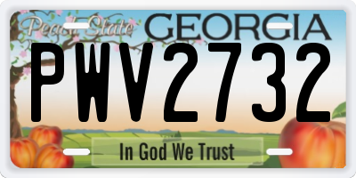 GA license plate PWV2732