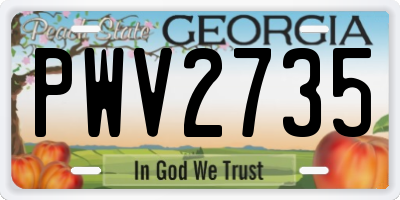 GA license plate PWV2735