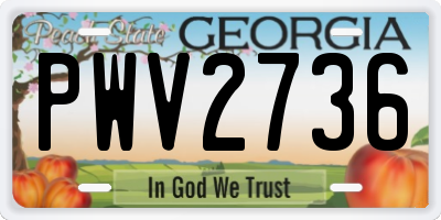 GA license plate PWV2736