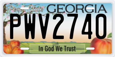 GA license plate PWV2740