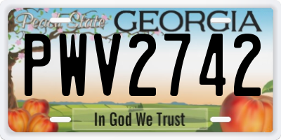 GA license plate PWV2742