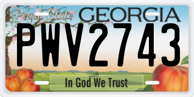 GA license plate PWV2743