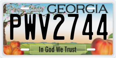 GA license plate PWV2744
