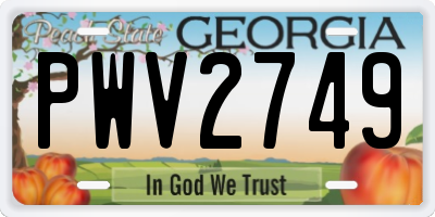GA license plate PWV2749