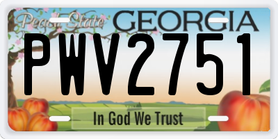 GA license plate PWV2751
