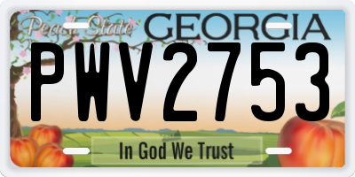 GA license plate PWV2753