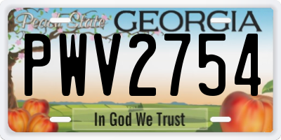 GA license plate PWV2754