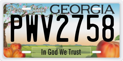 GA license plate PWV2758