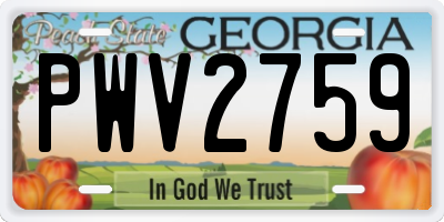 GA license plate PWV2759