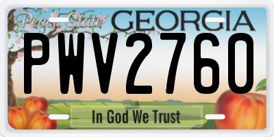GA license plate PWV2760
