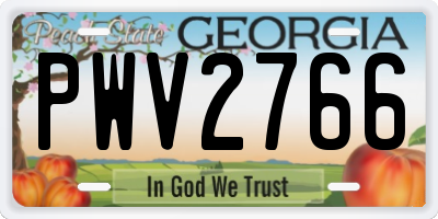 GA license plate PWV2766