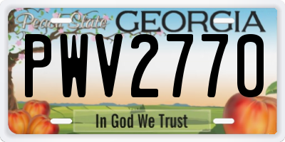 GA license plate PWV2770