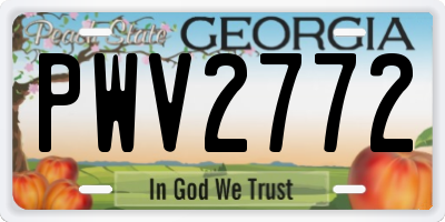 GA license plate PWV2772