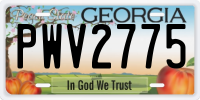 GA license plate PWV2775