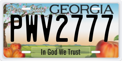 GA license plate PWV2777