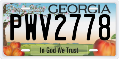 GA license plate PWV2778