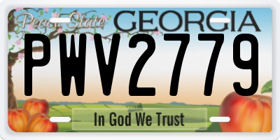GA license plate PWV2779