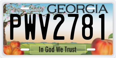 GA license plate PWV2781