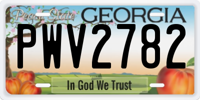 GA license plate PWV2782