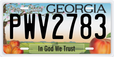 GA license plate PWV2783