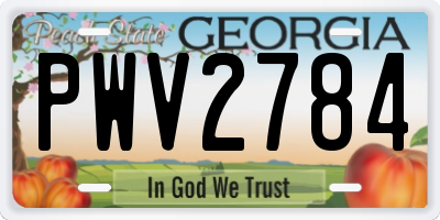 GA license plate PWV2784