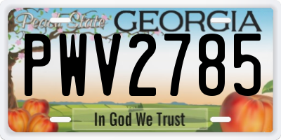GA license plate PWV2785