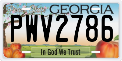 GA license plate PWV2786