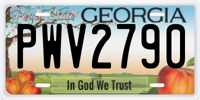 GA license plate PWV2790