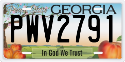 GA license plate PWV2791