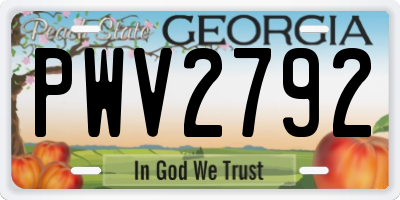 GA license plate PWV2792