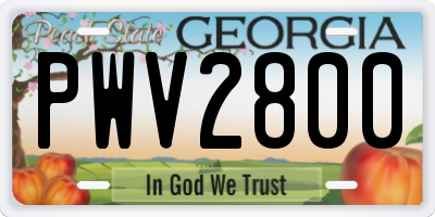 GA license plate PWV2800