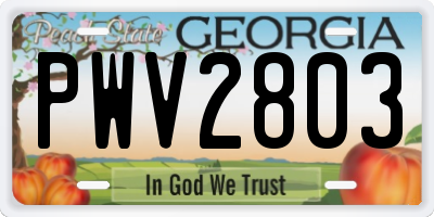 GA license plate PWV2803