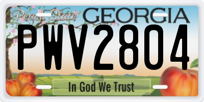 GA license plate PWV2804