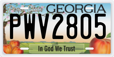 GA license plate PWV2805