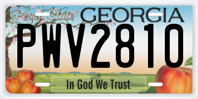 GA license plate PWV2810