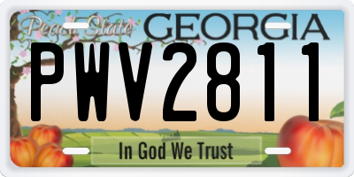 GA license plate PWV2811