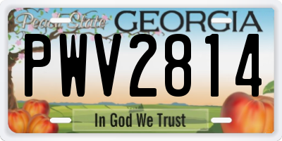 GA license plate PWV2814