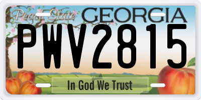 GA license plate PWV2815