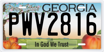 GA license plate PWV2816