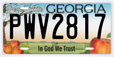 GA license plate PWV2817