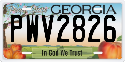 GA license plate PWV2826