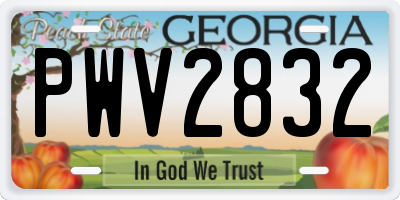 GA license plate PWV2832