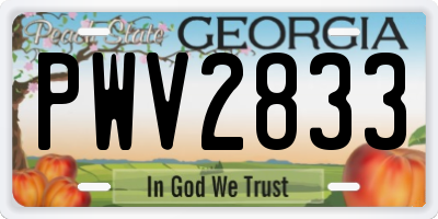 GA license plate PWV2833
