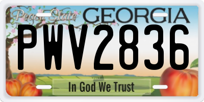 GA license plate PWV2836