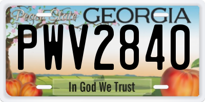 GA license plate PWV2840